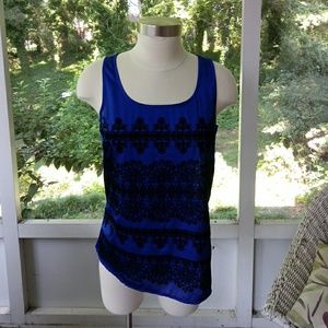 Pretty Bright blue with black velvet design tank